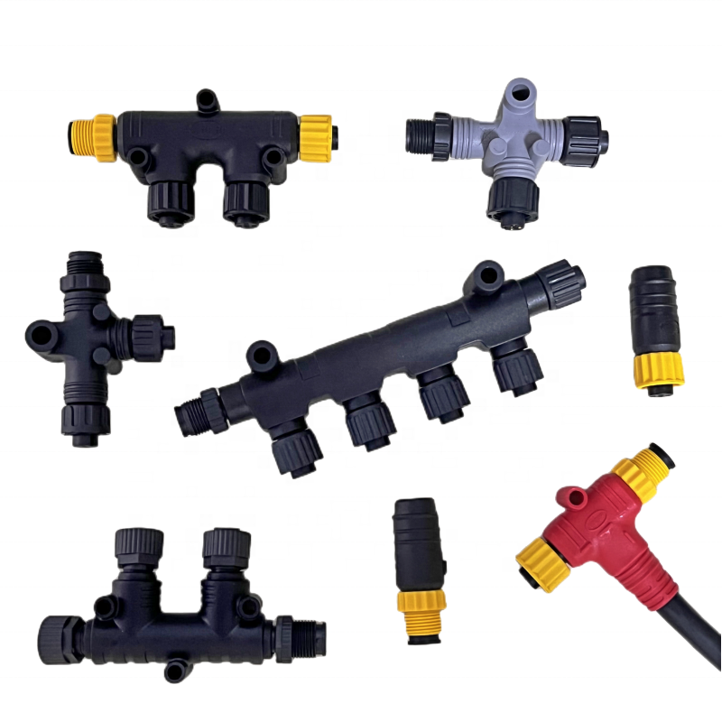 NMEA 2000 Marine Connector CAN Network Male to Female Molded Terminator Cable T Power Adapter M12 5 Pin Connector