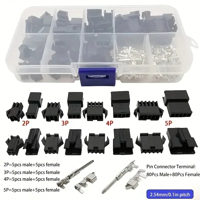 310PCS  Wire Jumper Pin Header Connector Housing Kit Male Crimp Pins+Female Pin Connector Terminal Pitch With Box