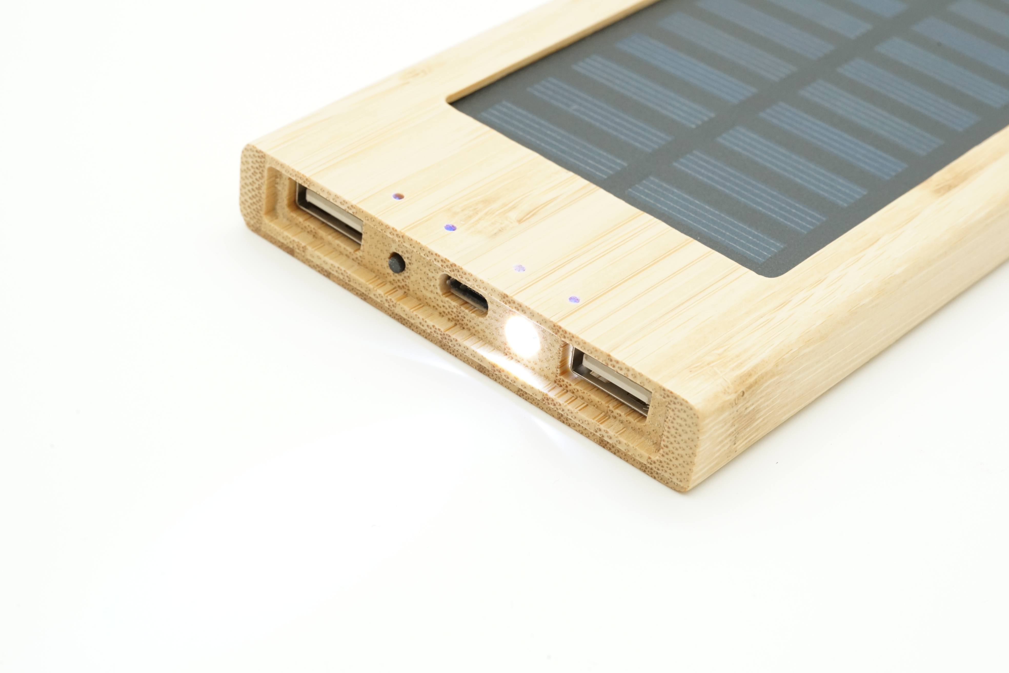 4000mAH solar panel  LED light  bamboo power bank