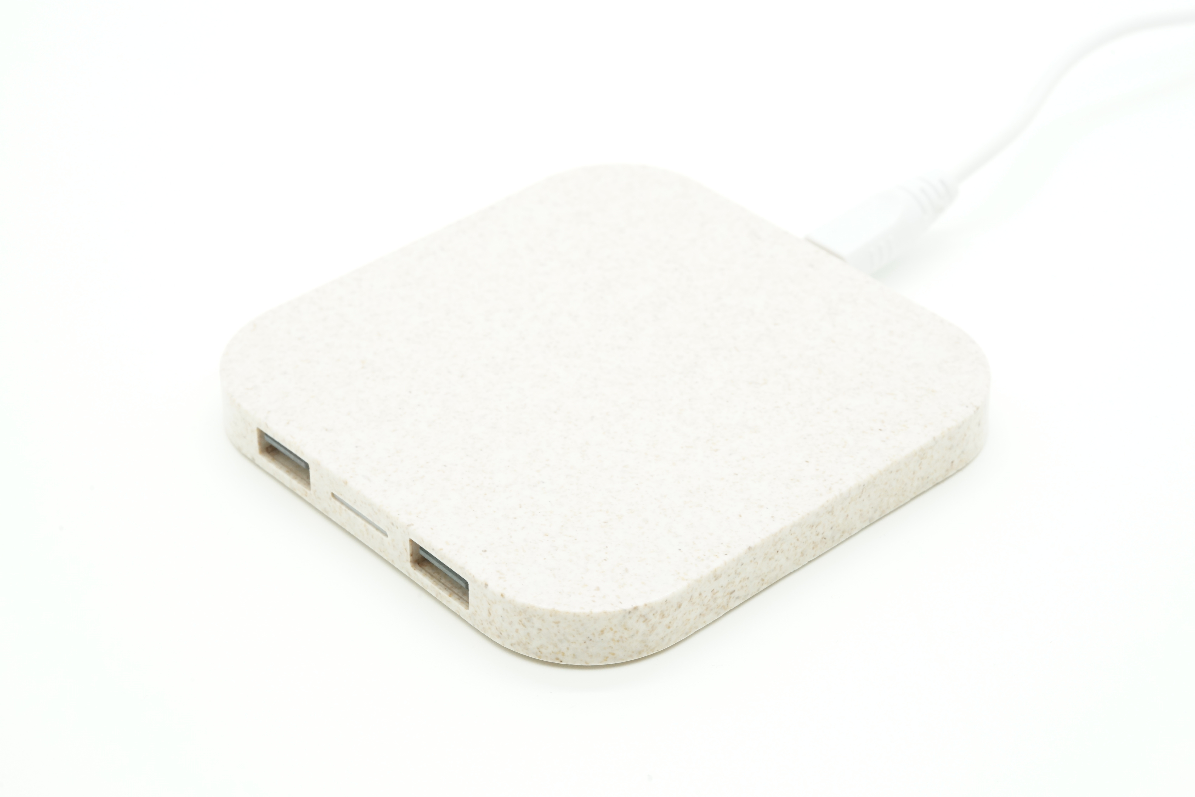 2 USB port 2.0 hubs in wheat straw 5w wireless charger cell phone charging pad charger