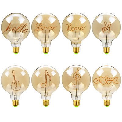 Hot sale G125 decorative letter Word/Love/Home/Dream/Hope table lamp with wooden base led soft filament bulb