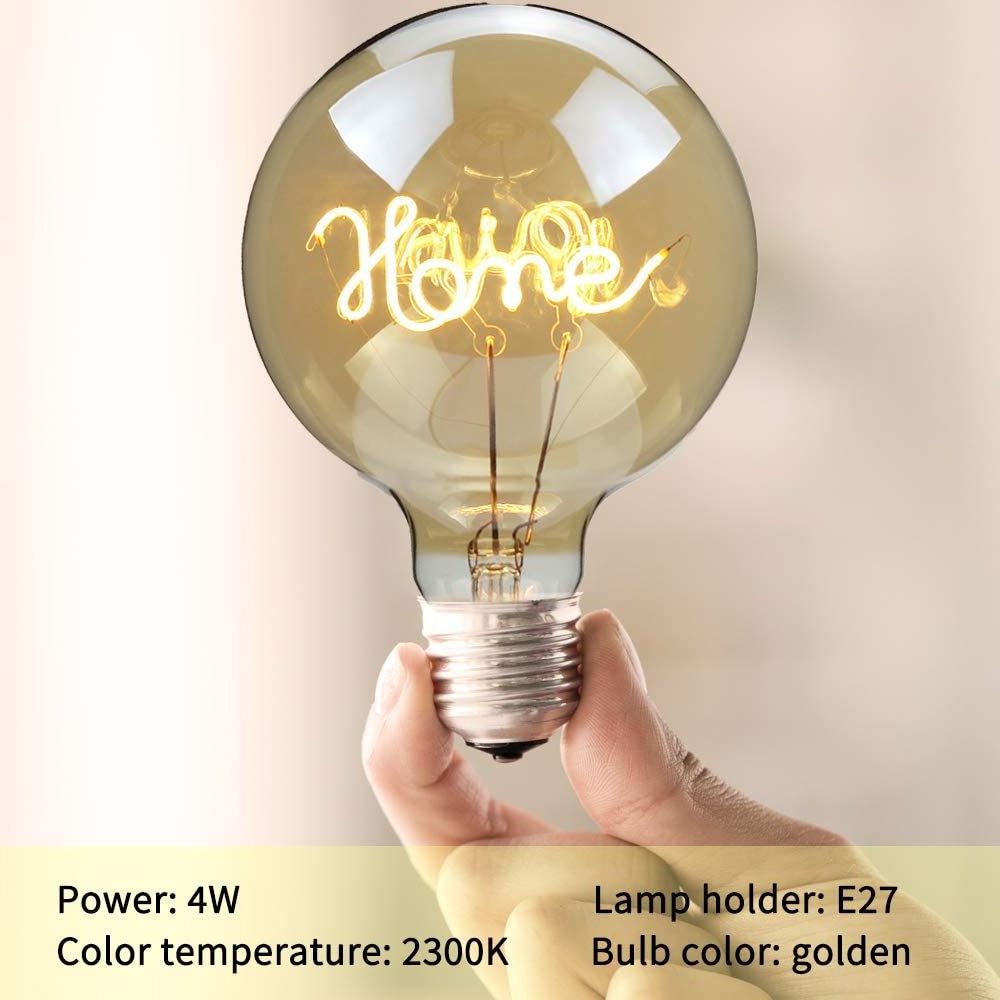 Customized decorative flexible filament lamp G125 led globe bulb 4w Love letter LED Soft Filament Bulb