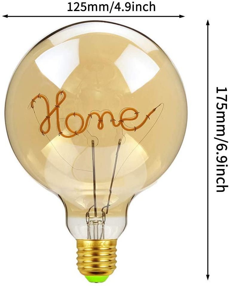 Customized decorative flexible filament lamp G125 led globe bulb 4w Love letter LED Soft Filament Bulb