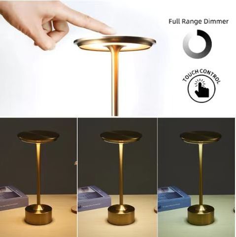 Modern  3-level Touch Dimming Desk Light Cordless Rechargeable Hotel Restaurant Decoration LED Table Lamp