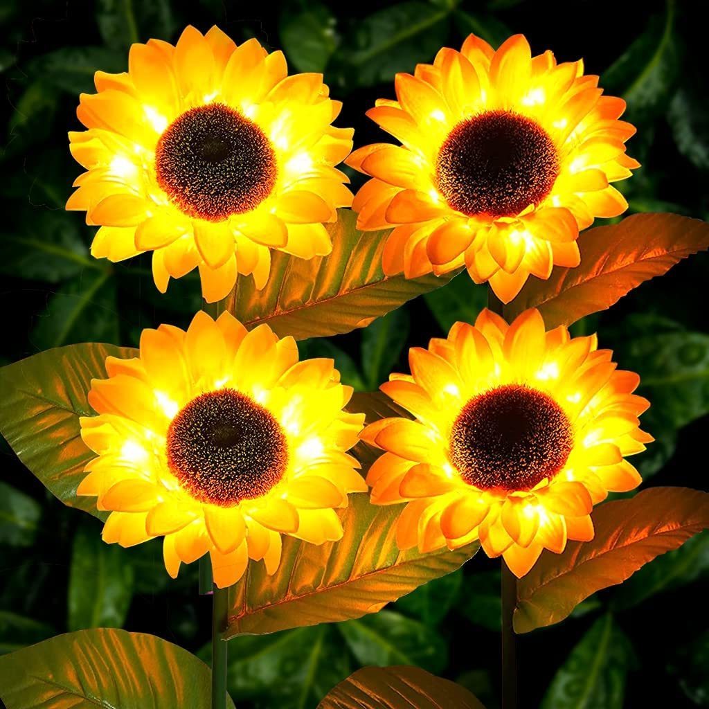 Solar Sunflower Lights Outdoor Flower Garden Stake Lights Waterproof LED Solar Powered Sunflower Light