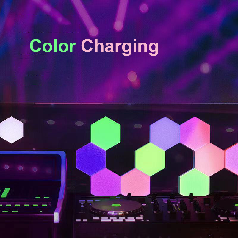 RGB Hexagonal Light Bedside Wall Lamp Gaming Ambient Smart Honeycomb Illumination Pick Up Rhythm Light