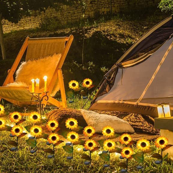 Solar Sunflower Lights Outdoor Flower Garden Stake Lights Waterproof LED Solar Powered Sunflower Light