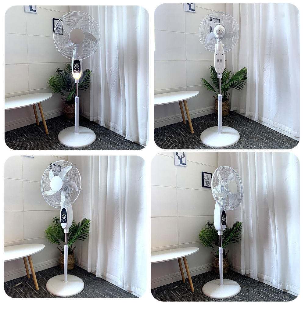 Special 16 inch solar fan remote control rechargeable floor fan high capacity battery rechargeable standing fan LED light