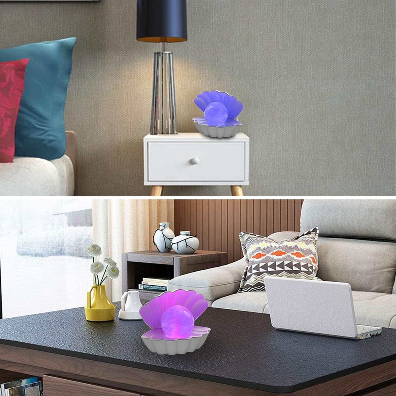 Foldable Night Shell Bedroom Led Desk 3d Lamp Battery Power Table Light Hot-sell USB Operation Decorative Bedroom Glitter Light