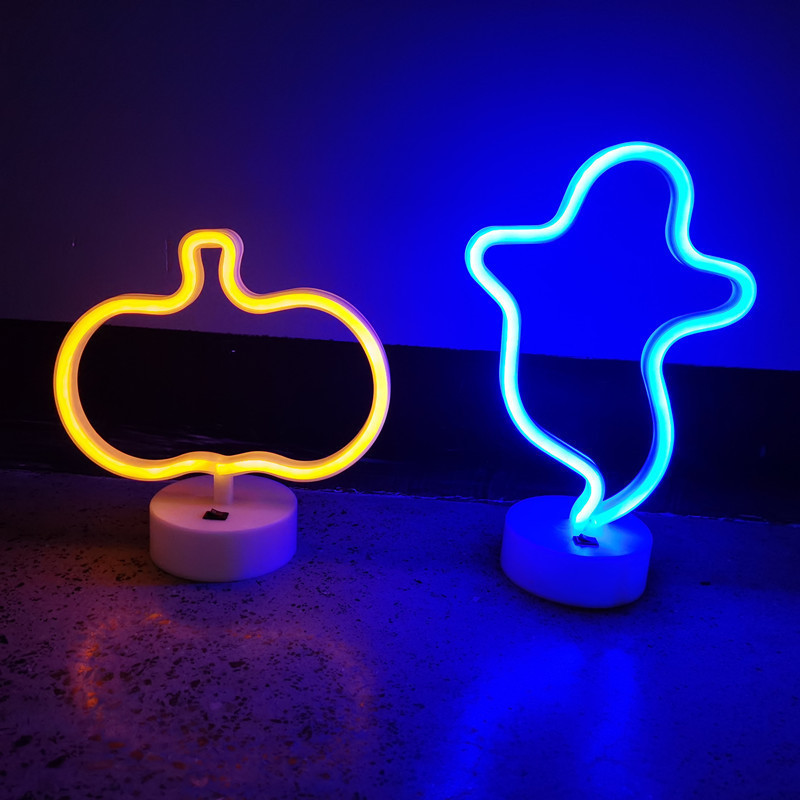 Halloween Ghost Pumpkin Neon Signs for Wall Decor Neon Lights for Bedroom Led Signs for Bar Game Room Hotel Party Restaurant