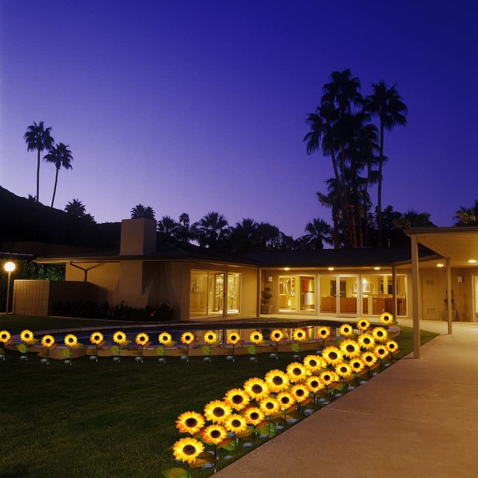 Solar Sunflower Lights Outdoor Flower Garden Stake Lights Waterproof LED Solar Powered Sunflower Light