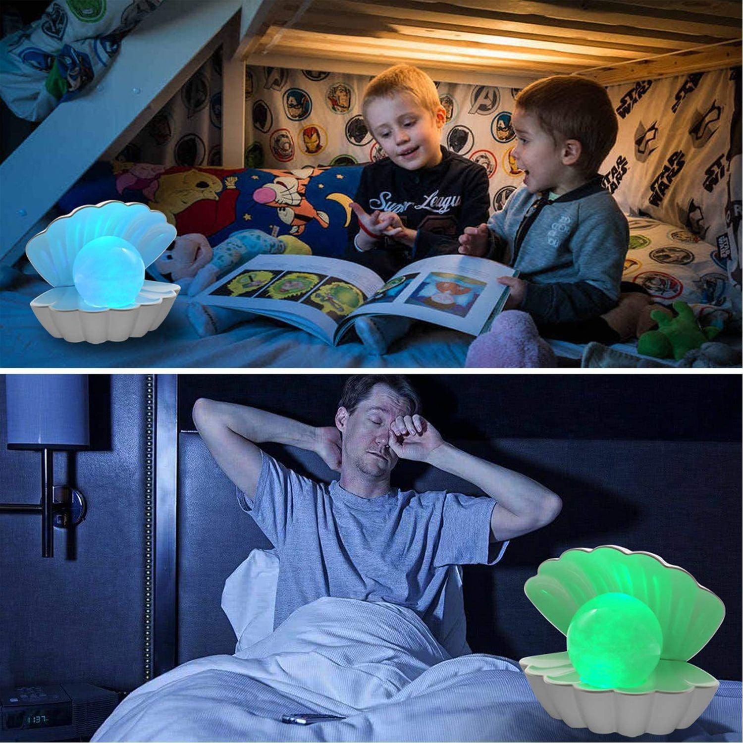 Foldable Night Shell Bedroom Led Desk 3d Lamp Battery Power Table Light Hot-sell USB Operation Decorative Bedroom Glitter Light