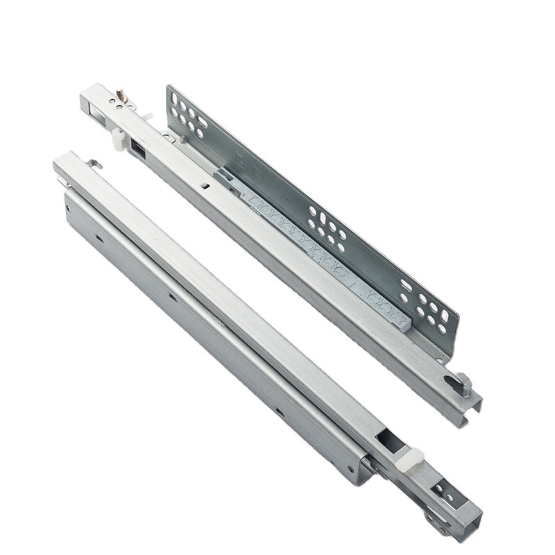 Cabinet Hydraulic Drawer Channel Soft Close Damper Telescopic Rails Push To Open Under Mount Concealed Drawer Slide