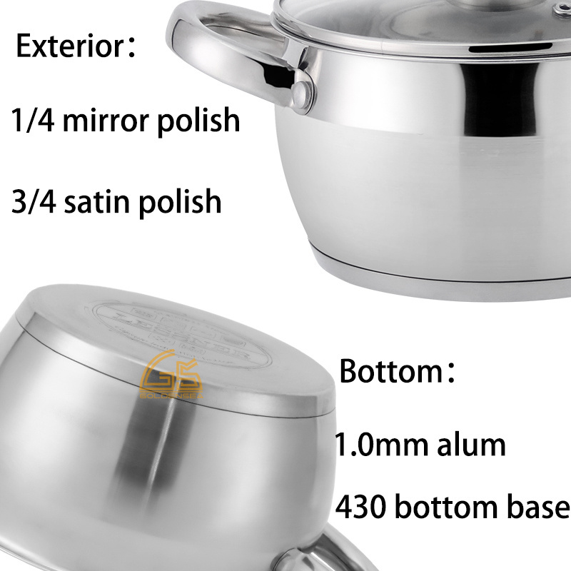 comercial casserole set industrial cook sauce pot customizable personalized heavy lid cooking pots set stainless steel cookware