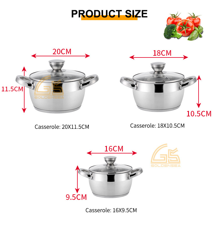 comercial casserole set industrial cook sauce pot customizable personalized heavy lid cooking pots set stainless steel cookware