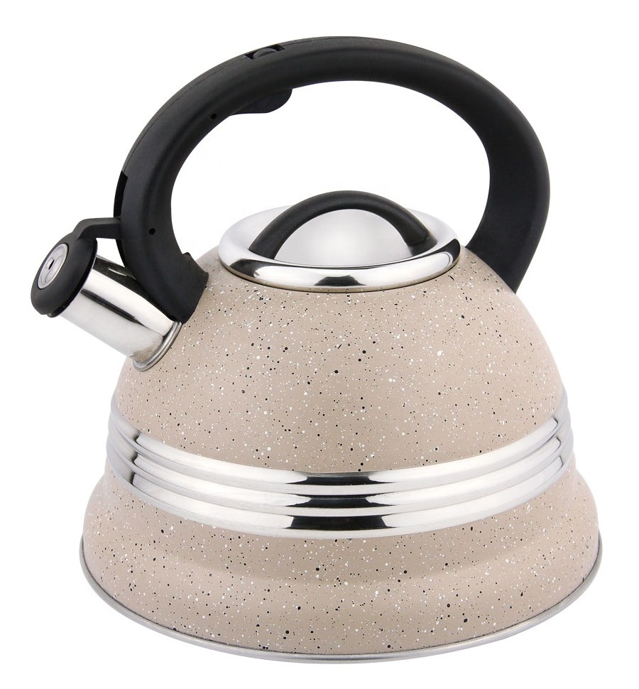 New Design Elegant Color Travel Camping Portable Hot Water Tea Kettle Stainless Steel Non Electrical Kettle Whistle Kettle