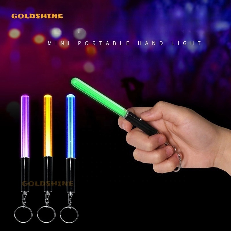 Mini Custom RGB LED Flashing Light Stick Promotional Concert Party Cheer Stick with Keychain for Valentines Day Celebration