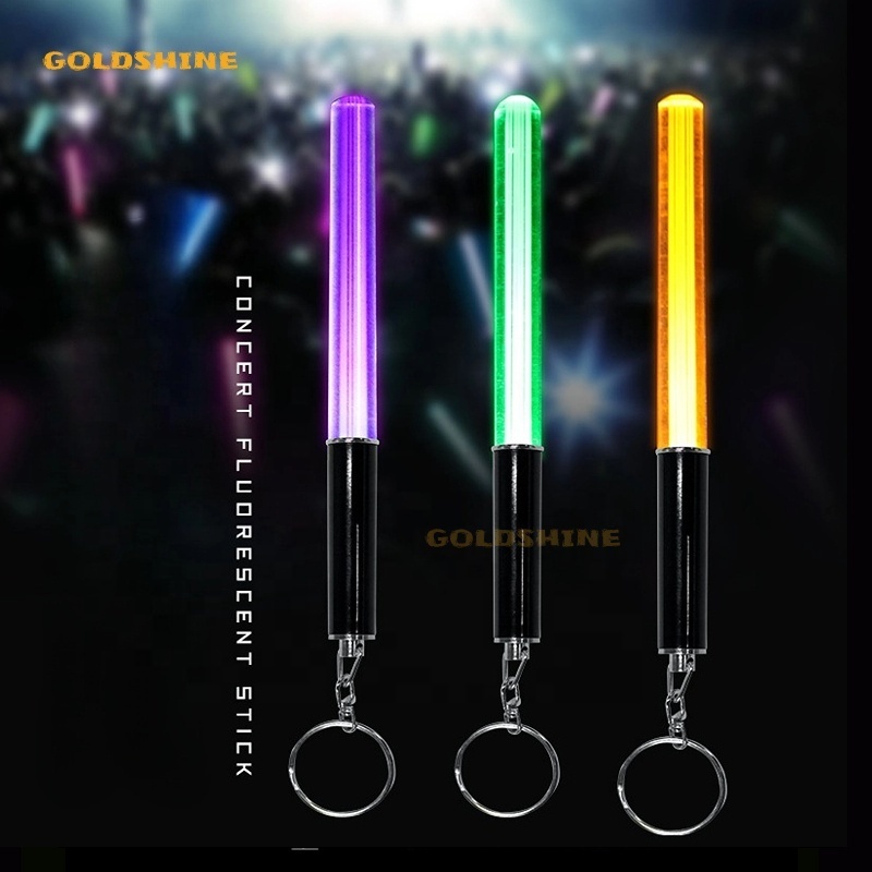 Mini Custom RGB LED Flashing Light Stick Promotional Concert Party Cheer Stick with Keychain for Valentines Day Celebration