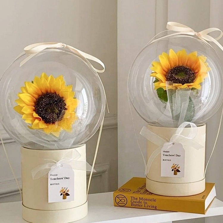 cheap price stocks 14cm 16cm 20cm clear acrylic transparent plastic bobo ball flower balloon