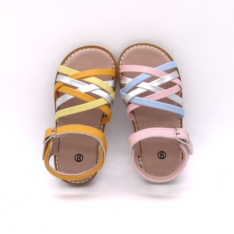 Summer gladiator beach flat boy girls toddler slides leather children jelly kids baby sandals