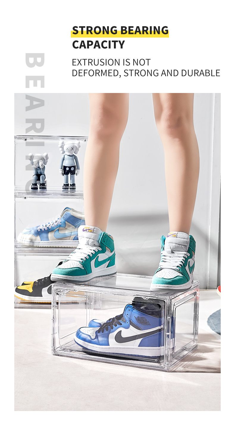 Display Box Magnetic Women Organization Sneaker Acrylic Clear Side Drop Shoe Men Sports Shoes Original