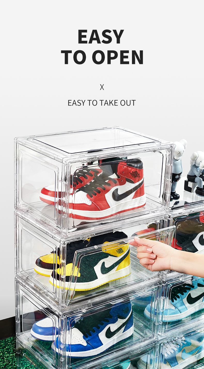 Display Box Magnetic Women Organization Sneaker Acrylic Clear Side Drop Shoe Men Sports Shoes Original