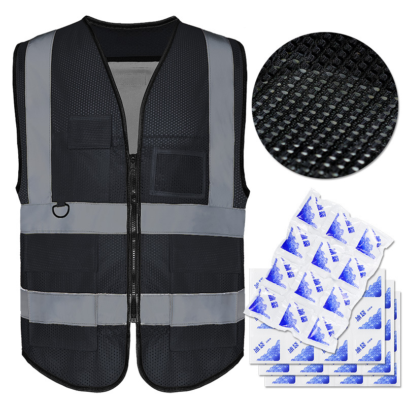 Breathable Lightweight Reflective Safety Cooling Vest Jacket With Ice Pack Bag for Hot Weather Work