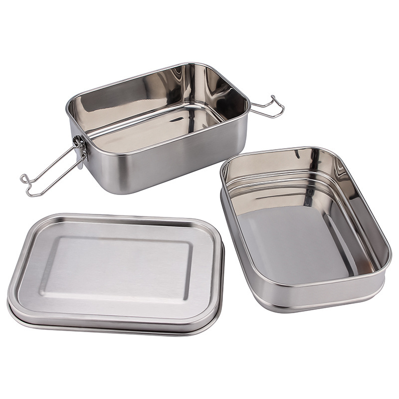 Food Grade Stackable Storage Container Double Layer Eco Kids Metal Stainless Steel Bento Lunch Box