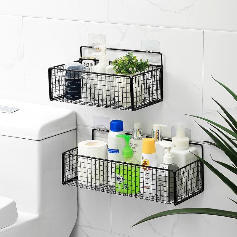 Household No Drilling Shower Caddy Organizer Storage Hanging Basket Wall Mounted Corner Bathroom Shelves