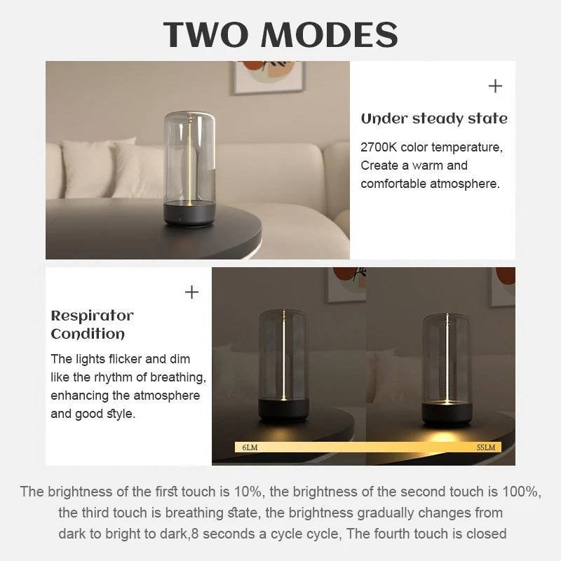 Portable Outdoor Camping Atmosphere Lights LED Cordless Table Lamp Creative Bedroom Bedside Night Lights