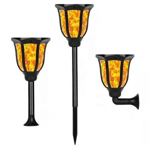 Factory Price Outdoor LED Wall Light Waterproof IP65 Solar Wall Mounted Garden Flame Lamp Torch Light