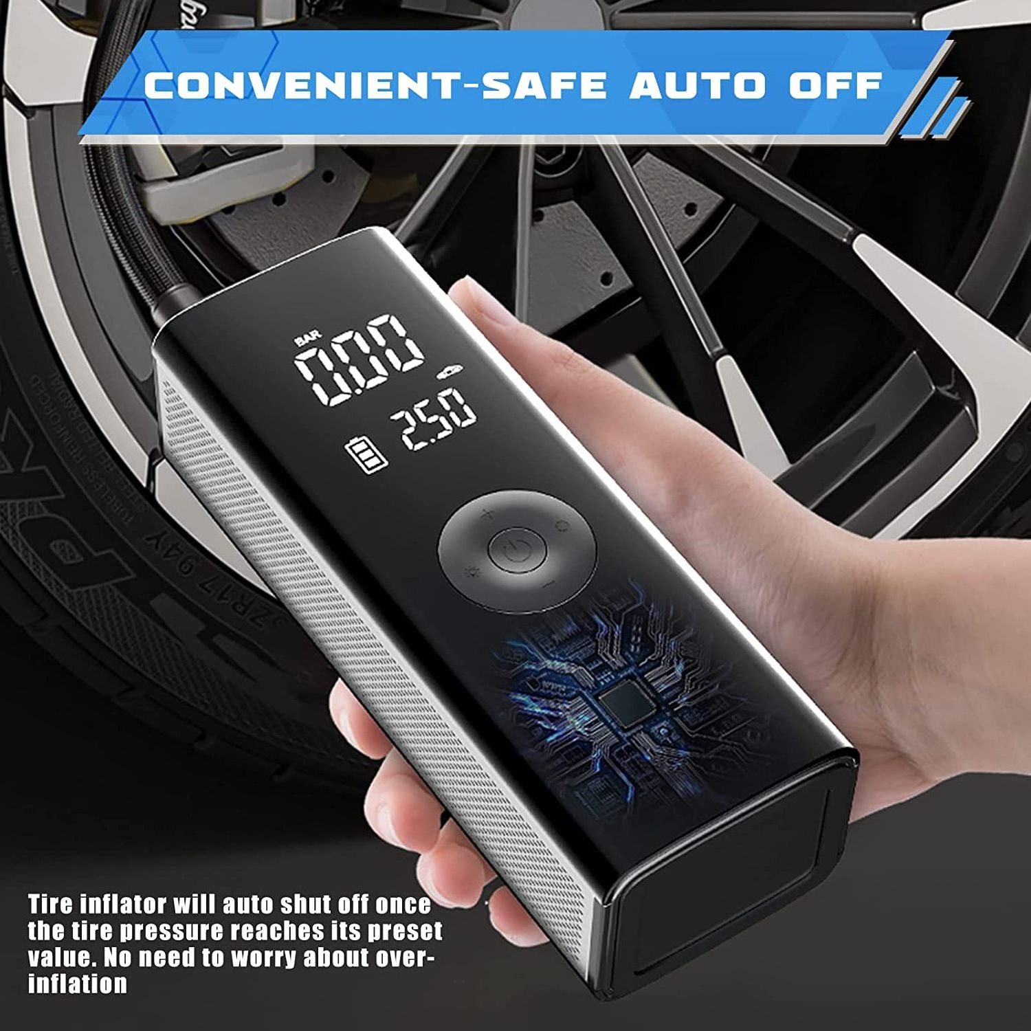 Smart Touch Tyre Inflator Electric Portable 12V Air Compressor Pump Car Motorcycle Mini Wireless Portable Tire Inflator