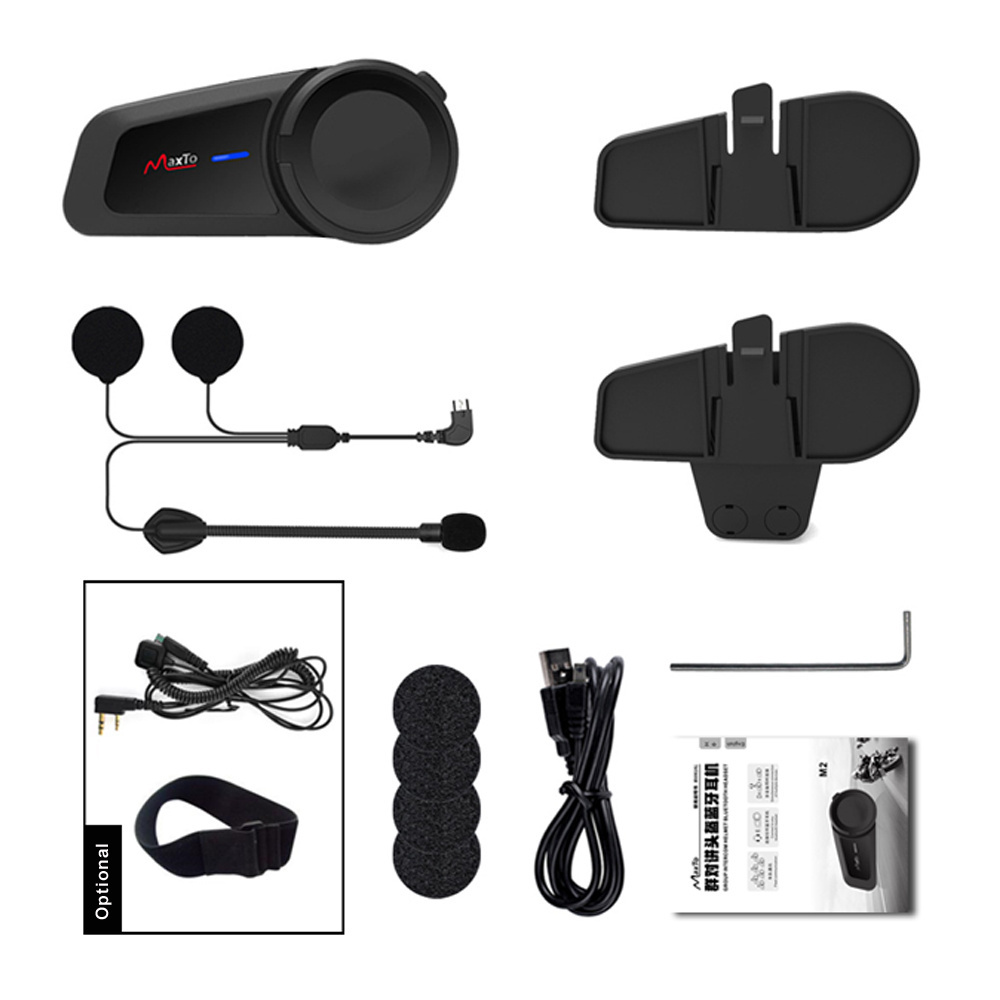 Maxto M2 Motorcycle Helmet BT 5.0 Intercom Headset 1000M FM radio 6 riders talking connect with any brand bluetooth headset