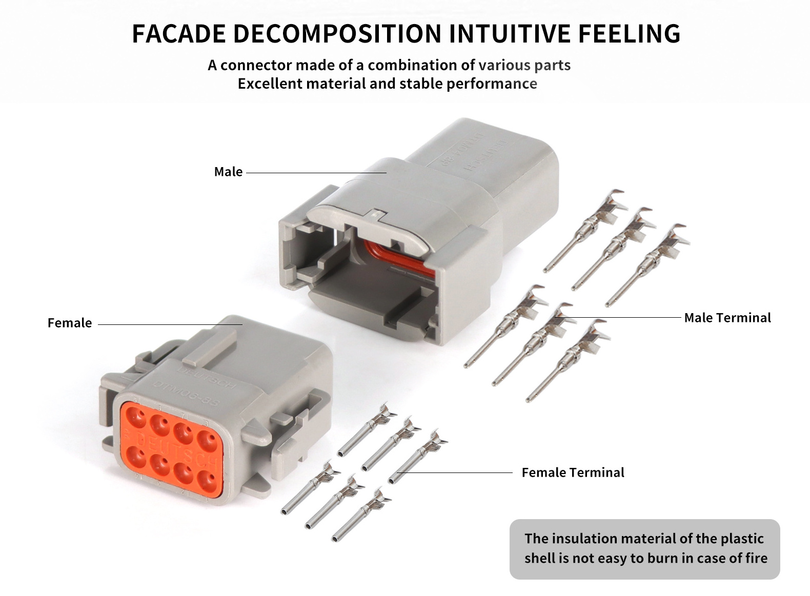 DTM04 deutsch Male Female auto Connector 2/3/4/6/8/12pins male and female automotive waterproof connector