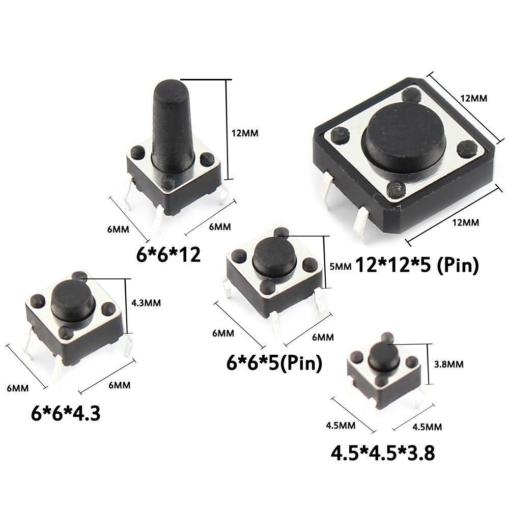 12*12 Tactile Switch 3*3 dip 4 pin 2pin 4.5*4.5 smd tact switch 6*6 waterproof c1201 4*4 metal 6x6 tact switches