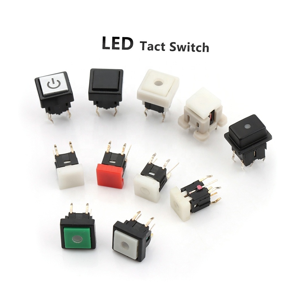 LED tact switch Momentary Self lock Square illuminated tactile switch with LED