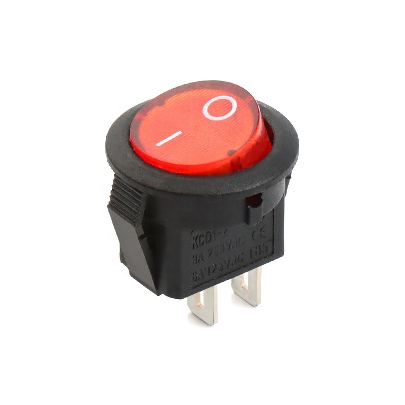 KCD1 small rocker switch 16.5mm 2pin 2position led black white small round rocker switches