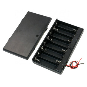 8AA 12v battery holder case smt AA 8slots plastic button battery holder case with switch&cover