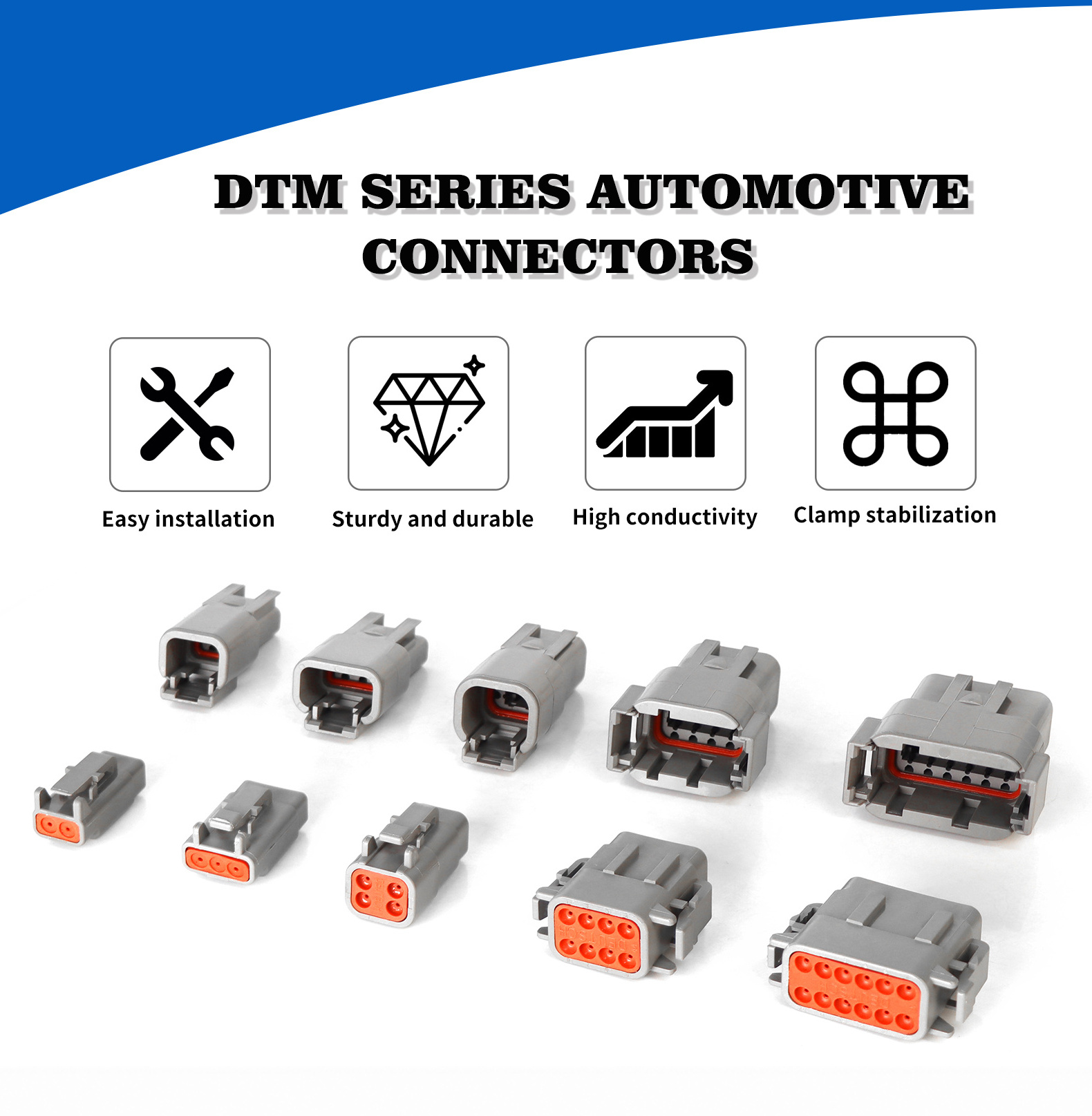 DTM04 deutsch Male Female auto Connector 2/3/4/6/8/12pins male and female automotive waterproof connector