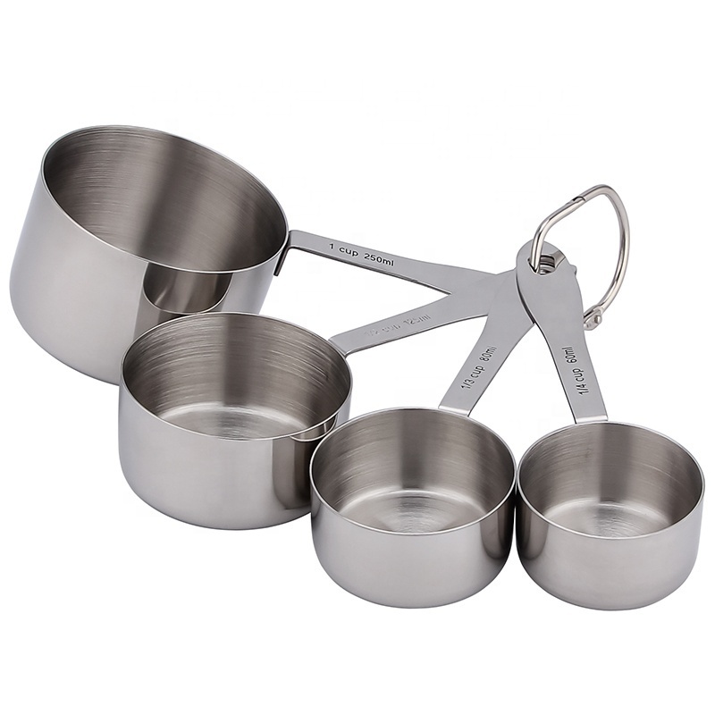 measuring cups and spoons set Stainless Steel 4 Pcs adjustable Measuring Cup Baking Uses Measuring Cups Set With handle