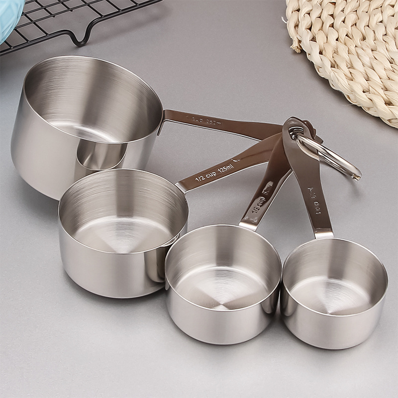 measuring cups and spoons set Stainless Steel 4 Pcs adjustable Measuring Cup Baking Uses Measuring Cups Set With handle