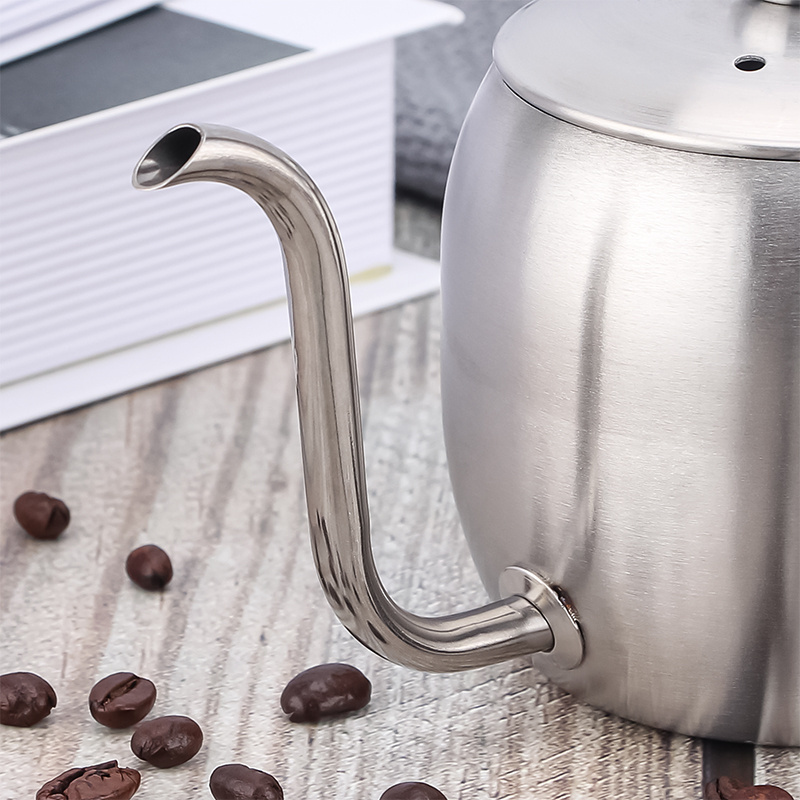 Stainless Steel Hand Brew Coffee Pot Electric Pour Over Kettle Gooseneck 500 ML Hand Brew Coffee Kettle With Wooden Handle