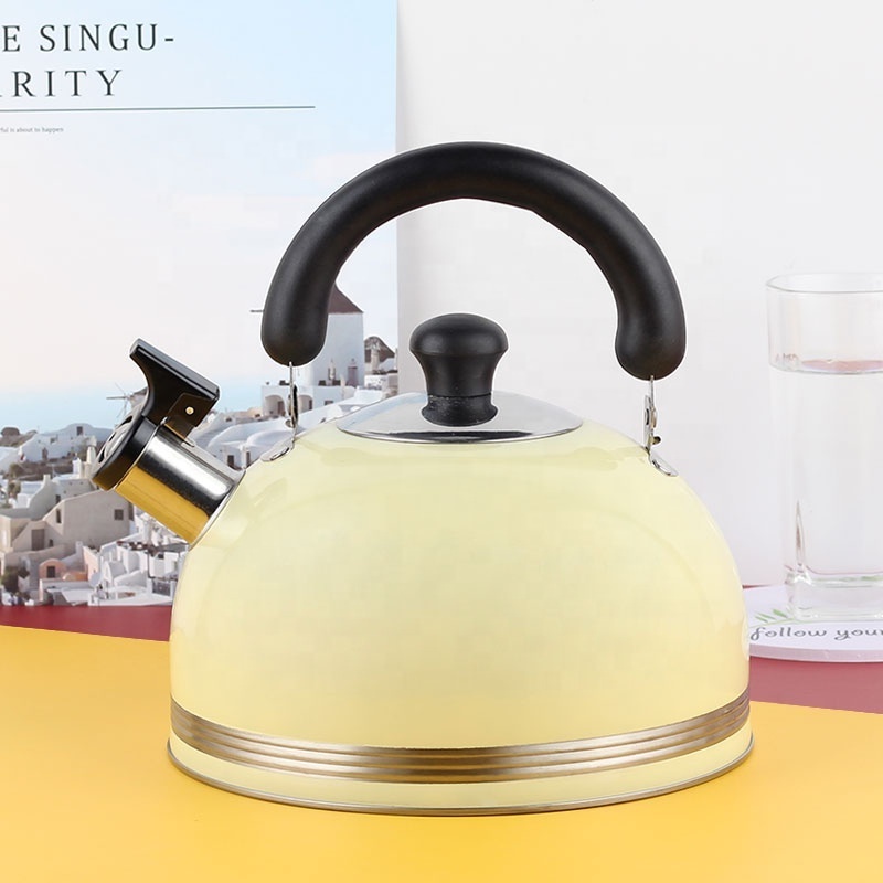 Stove Top Stainless Steel Korean Whistling Tea Kettle Colorful Tea Pot Heat Resistant Water Kettle