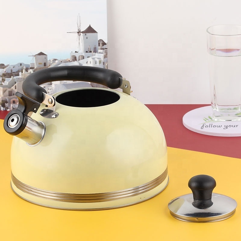 Stove Top Stainless Steel Korean Whistling Tea Kettle Colorful Tea Pot Heat Resistant Water Kettle