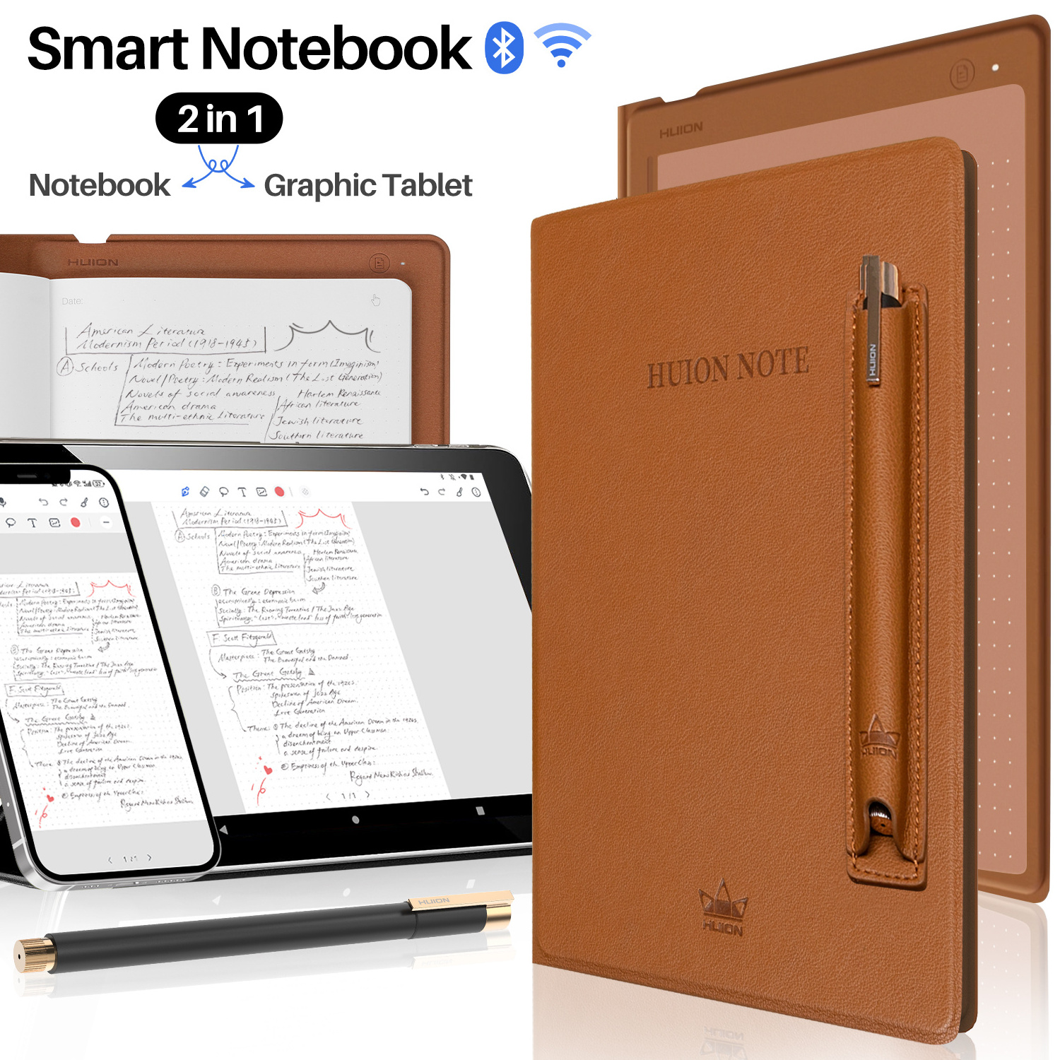 Huion note X10 portable business recording playback drawing wireless connection multifunction digital smart notebook with pen