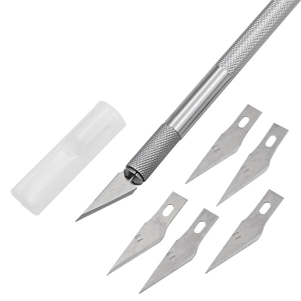 Non-Slip Metal Scalpel Knife Tools Kit Cutter Engraving Craft knives+5pcs Blades Mobile Phone PCB DIY Repair Hand Tools