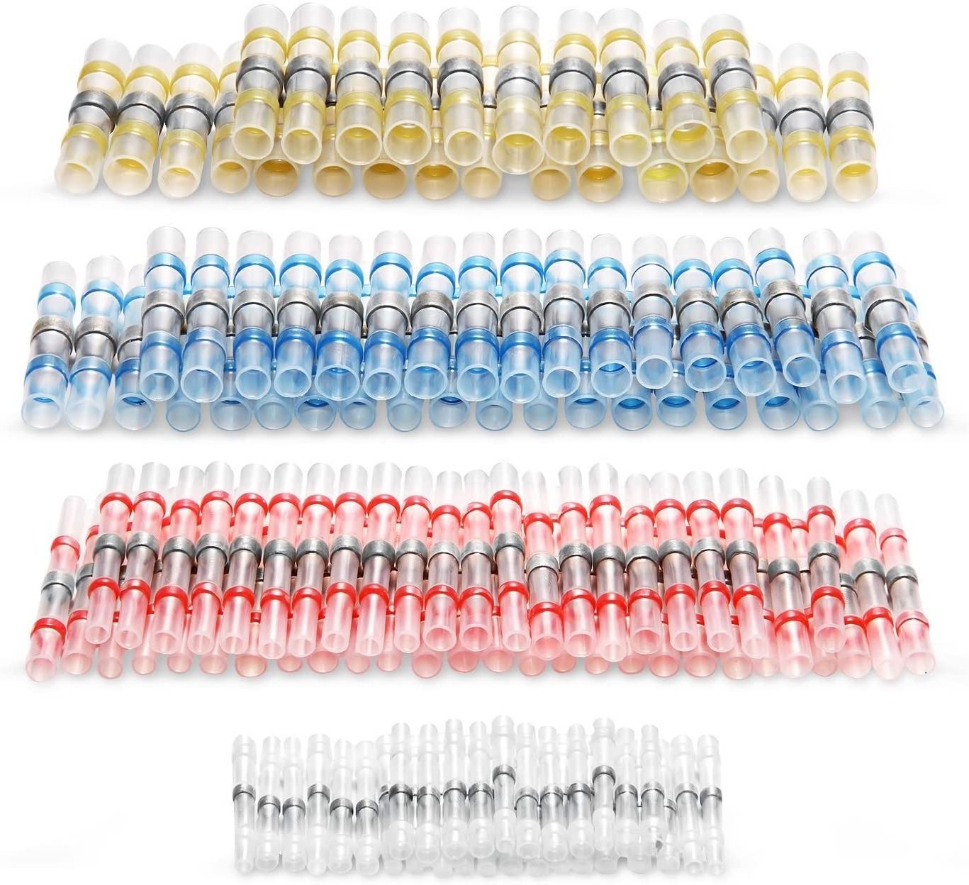 100PCS Solder Seal Wire Connectors, Self-Solder Heat Shrink Butt Connector Solder Sleeve Waterproof Insulated  Wire Terminals