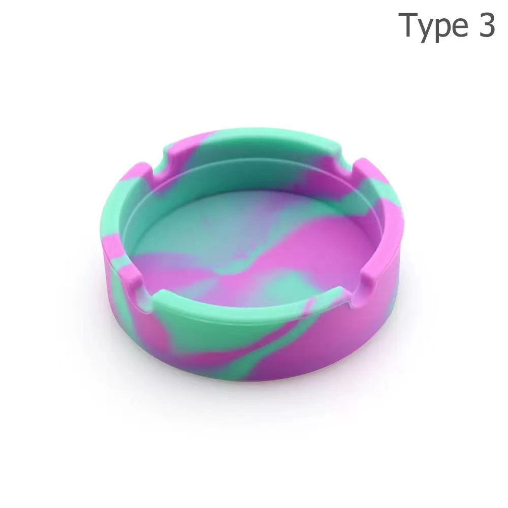 2023 Low price custom logo 85mm colorful pink glow in dark silicone mold ashtray for smoke smoking cigarette cigar accessories