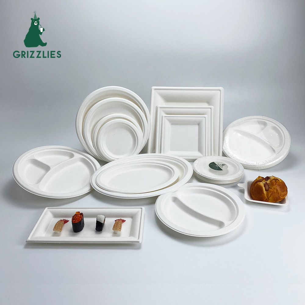 6 7 9 10 inch Disposable Plate Biodegradable Tableware Paper Tableware Sugarcane Bagasse Plate Sugar Cane Plates