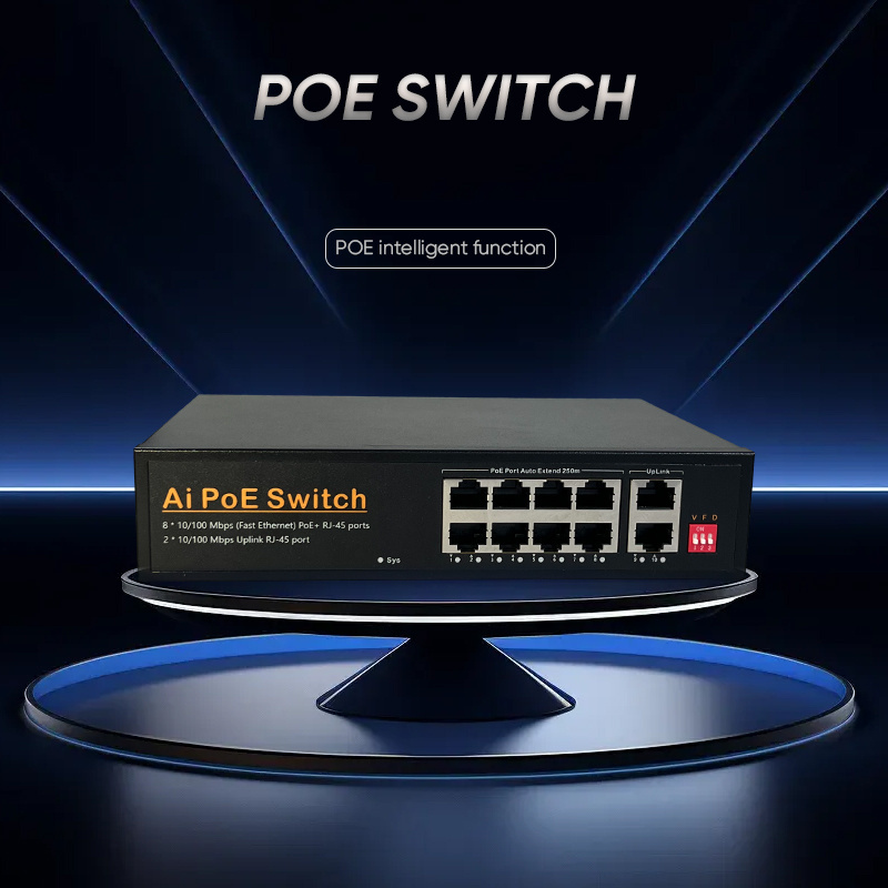 Factory Price 10 Ports POE Switch 8*10/100Mbps RJ45 Reverse PoE Switch + 2 Uplink Fast Ethernet unmanaged Network Switches